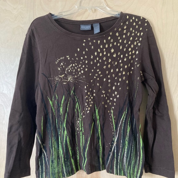 Chico's Tops - Chico's Additions Dark Brown Floral Top Women’s Size Large/Chico’s Size 2
